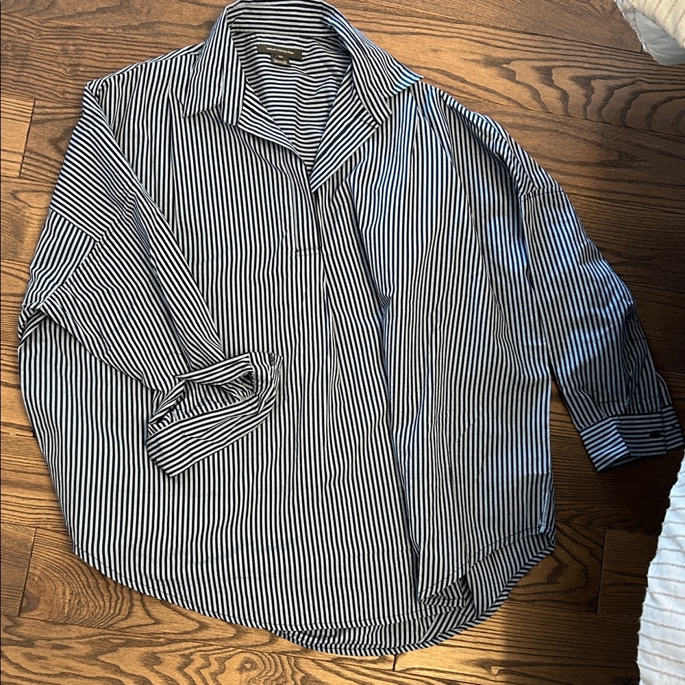 French Connection Blue Striped Casual Shirt